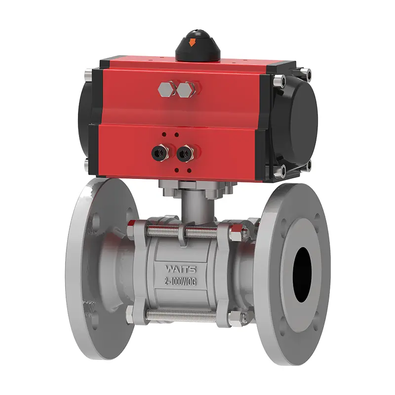 Three Piece Pneumatic Floating Ball Valve With Bracket